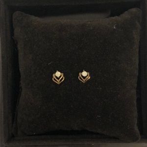Gold with diamond flower earrings